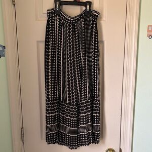 Who What Wear Black and White Dot-StripeMidi Skirt